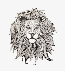 黑白狮子头创意图案狮子头高清图片