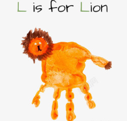 儿童画狮子儿童手掌印高清图片