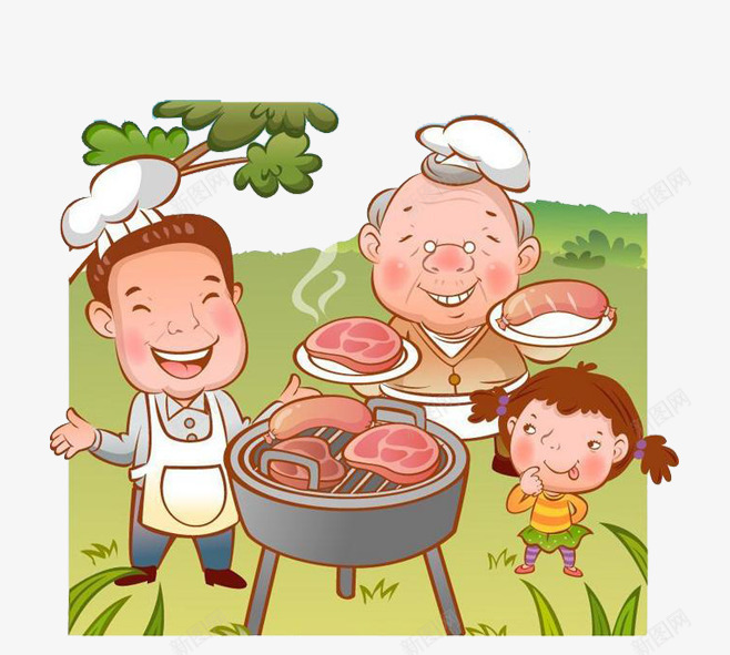 欢乐一家png免抠素材_新图网 https://ixintu.com 厨师 烤肉 烧烤 草地 野炊