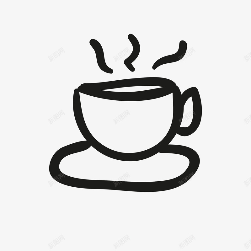 黑色水墨美食餐饮咖啡杯装饰png免抠素材_新图网 https://ixintu.com PNG咖啡 咖啡 杯子 线条 美食餐饮 黑色