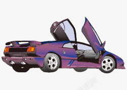 卡通手绘紫色高贵跑车素材