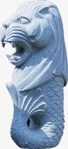 石雕蓝色狮子效果素材