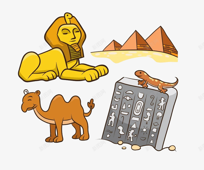 埃及金字塔png免抠素材_新图网 https://ixintu.com 动物 卡通 手绘 狮子 简图 金字塔 金黄色的