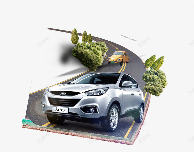 公路上的汽车png免抠素材_新图网 https://ixintu.com 公路 汽车 绿色植物