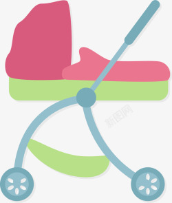 彩色婴儿推车可爱卡通婴儿素矢量图素材