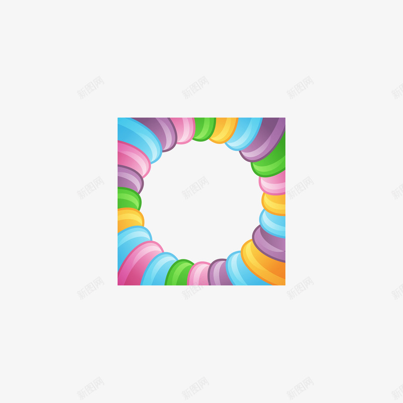 彩色圆环边框png免抠素材_新图网 https://ixintu.com 可爱边框 圆环拼接 彩色 边框