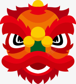 新年红色舞狮狮子头素材