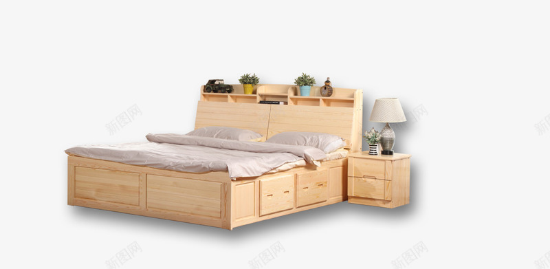 温馨舒适的大床png免抠素材_新图网 https://ixintu.com 家具 家居 床 柜子
