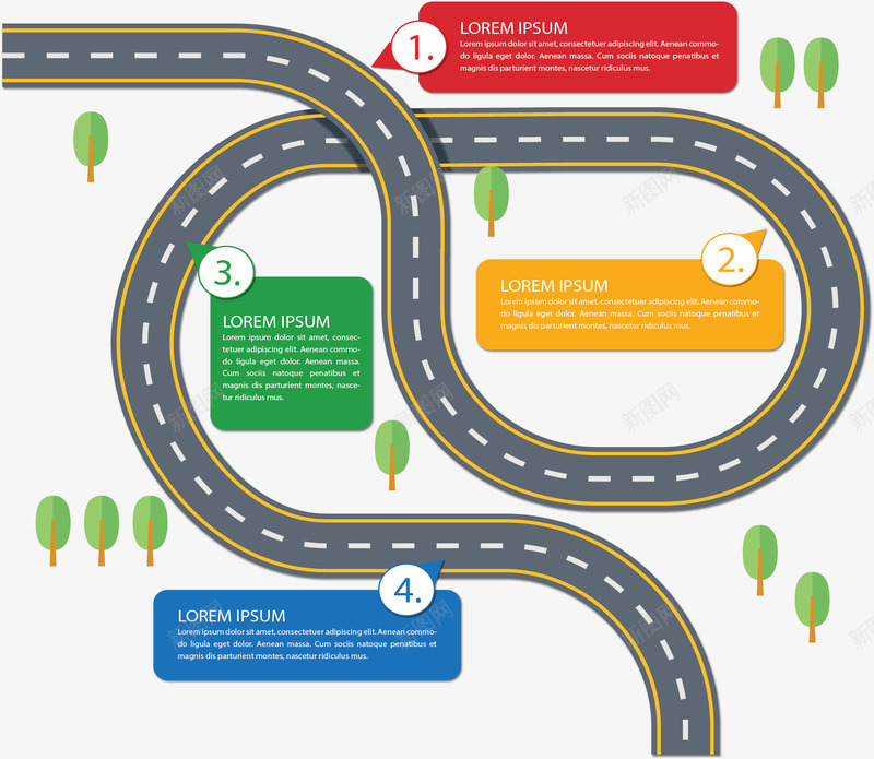 公路弯道步骤图表矢量图ai免抠素材_新图网 https://ixintu.com 四个步骤 弯道 弯道图表 步骤图 流程图 矢量png 矢量图