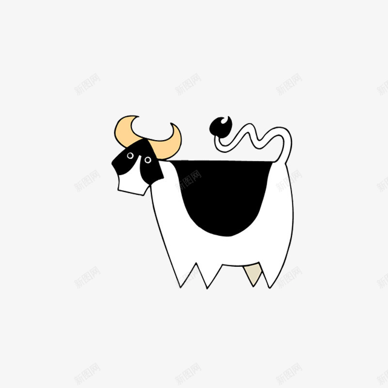 手绘奶牛png免抠素材_新图网 https://ixintu.com 唯美的奶牛 大个的奶牛 奶牛 手绘 黑白色
