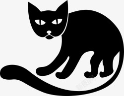 简约野猫卡通简约黑猫图标高清图片
