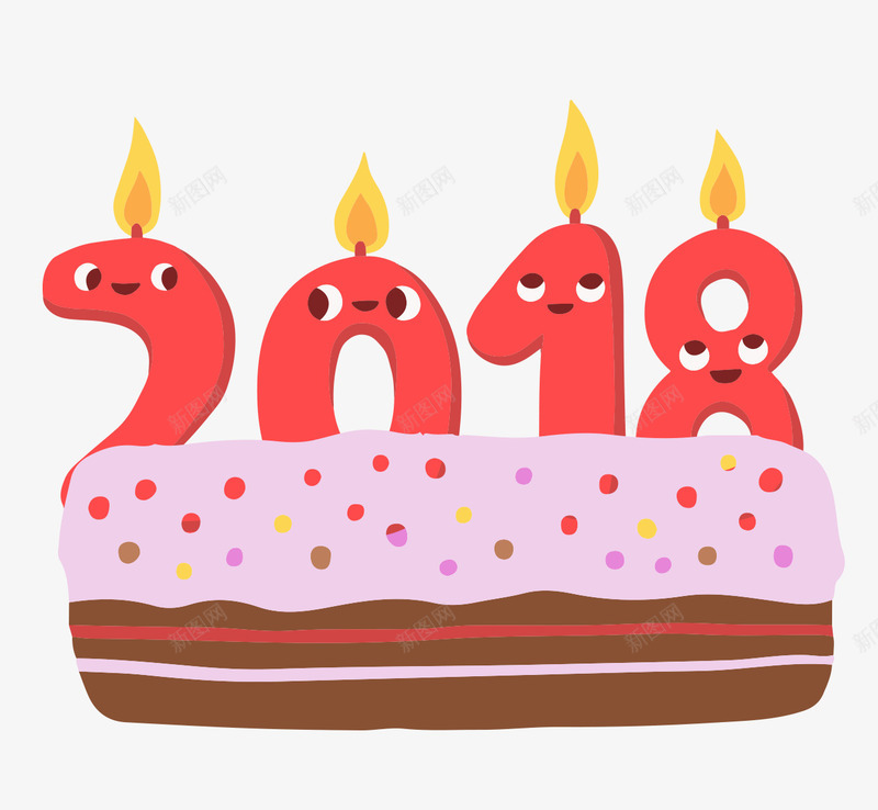 2018生日蛋糕png免抠素材_新图网 https://ixintu.com 2018 火烛 狗年 甜食 生日蛋糕 糕点 蜡烛