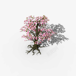 立体桃花树游戏树素材