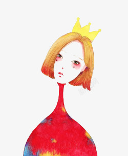 水彩王冠卡通女孩高清图片