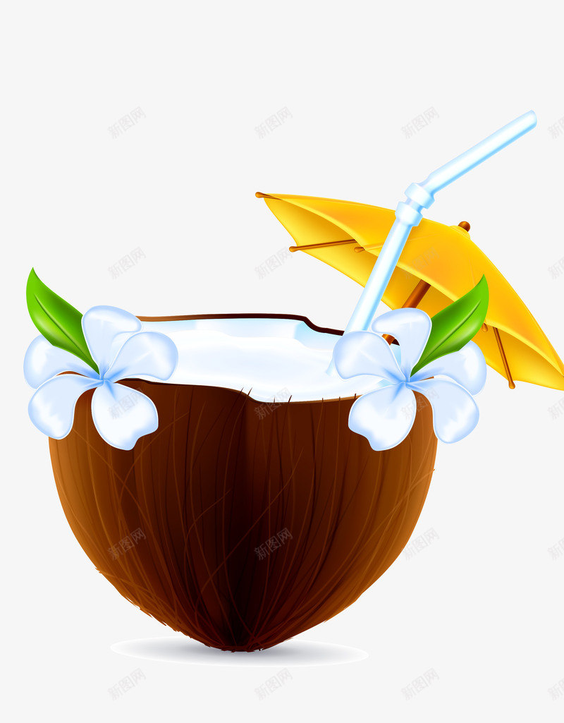 卡通椰树椰汁png免抠素材_新图网 https://ixintu.com 卡通 椰树 椰汁