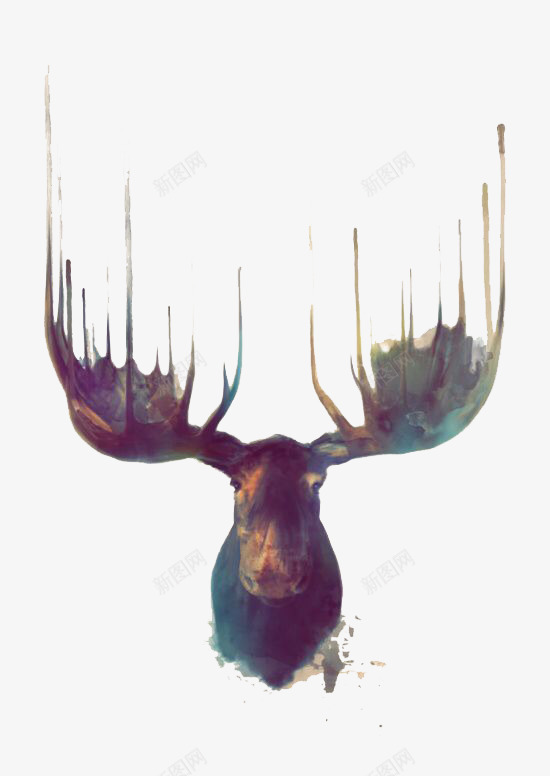 水彩麋鹿png免抠素材_新图网 https://ixintu.com 动物 小鹿 手绘麋鹿 水墨麋鹿 麋鹿
