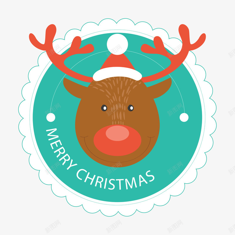 绿白色麋鹿圣诞标签png免抠素材_新图网 https://ixintu.com 圣诞 圣诞标签 白色 绿色 节日 英文 麋鹿