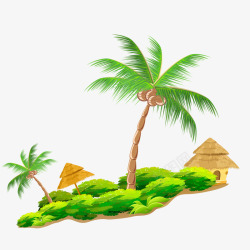 海边椰树草丛装饰元素矢量图素材