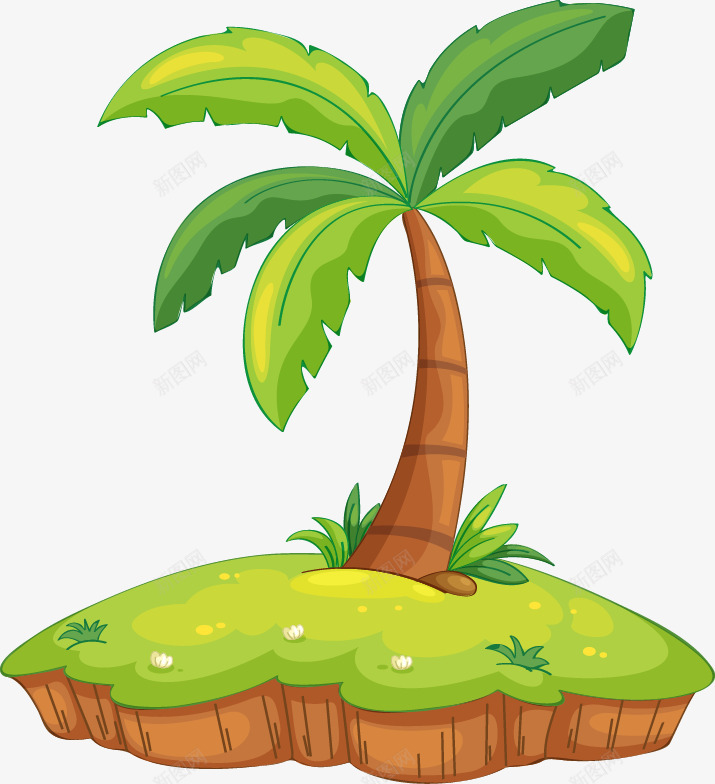 卡通创意椰树小岛png免抠素材_新图网 https://ixintu.com 创意 卡通 小岛 椰树