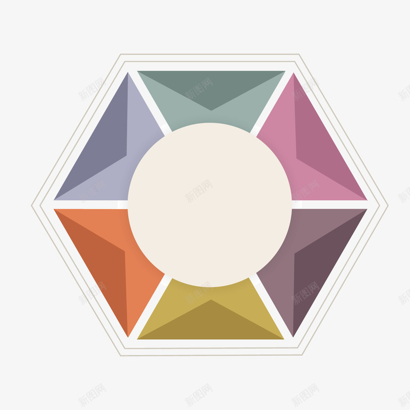 彩色六边形标签png免抠素材_新图网 https://ixintu.com 六边形 占比 圆形 彩色 折叠 行情 部分