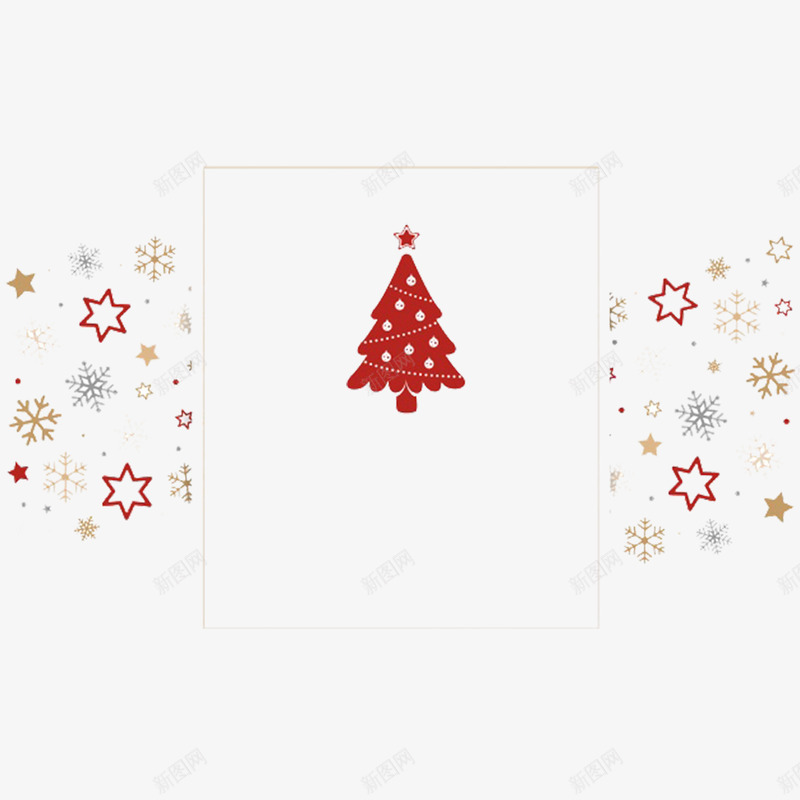 可爱圣诞树雪花星星边框png免抠素材_新图网 https://ixintu.com 卡通 可爱 圣诞树 手绘 星星 线条 边框 雪花