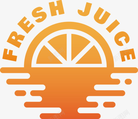 清新的橙汁提示符号图标矢量图图标