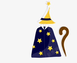 五角星图案的斗篷和巫师帽素材