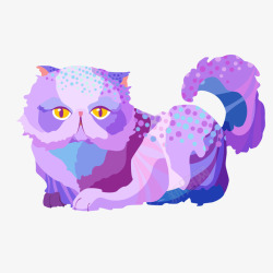 波斯猫插画浅紫色图形拼接波斯猫高清图片