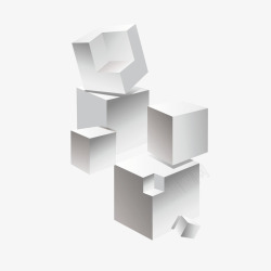 立体方体大小空间白色立体方体高清图片