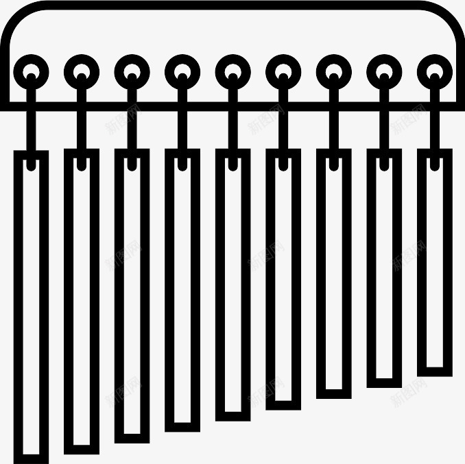 手绘黑白线框排钟图标png_新图网 https://ixintu.com ico 乐器 乐团 乐队 可爱 手绘 排钟 线框 黑白