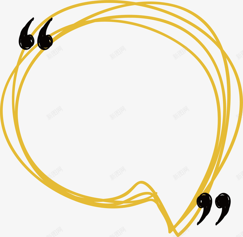 手绘黄色线条对话框png免抠素材_新图网 https://ixintu.com 对话框 矢量png 线性 线条气泡 黄色对话框 黄色线条