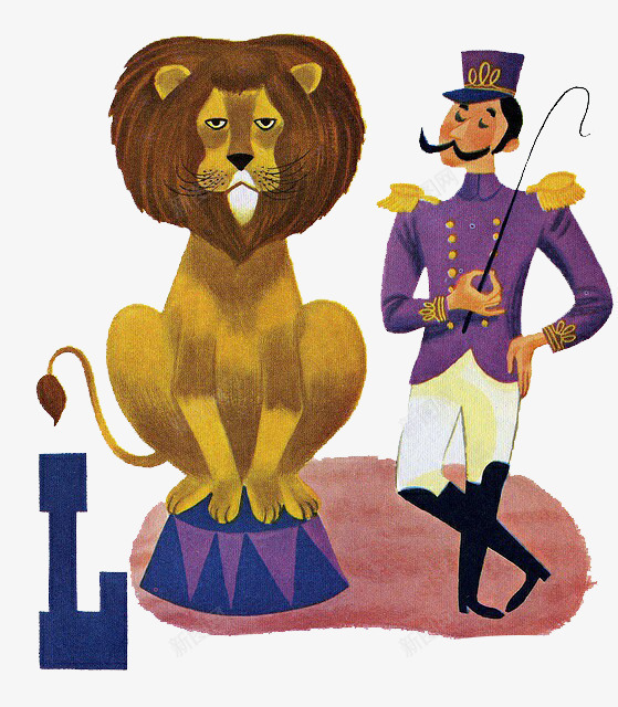 马戏团的狮子与驯兽师png免抠素材_新图网 https://ixintu.com 字母L 狮子 马戏团 驯兽师