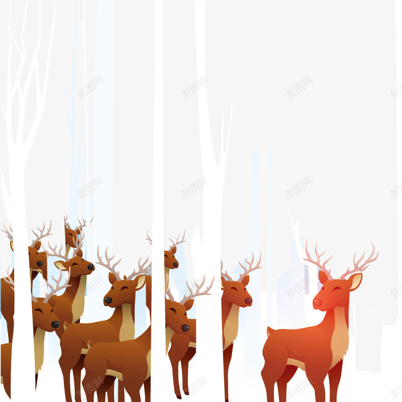 手绘可爱树林的麋鹿png免抠素材_新图网 https://ixintu.com 可爱 手绘 树 麋鹿