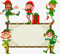 圣诞人物形象圣诞节绿色精灵家族高清图片