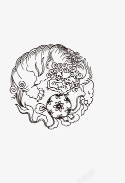 狮子古典花纹素材