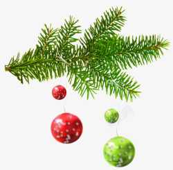 圣诞节松树和圣诞球素材