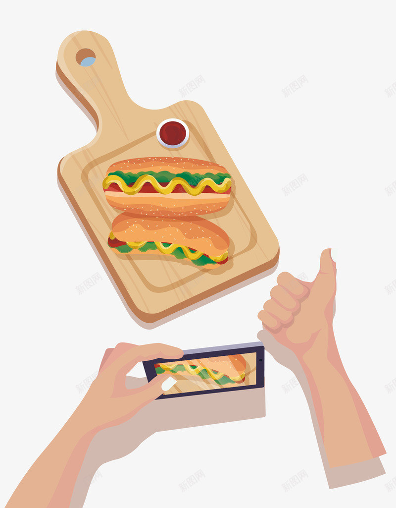 美味热狗拍照矢量图ai免抠素材_新图网 https://ixintu.com 拍照 点赞 矢量png 美味 美味点赞 美味热狗 矢量图