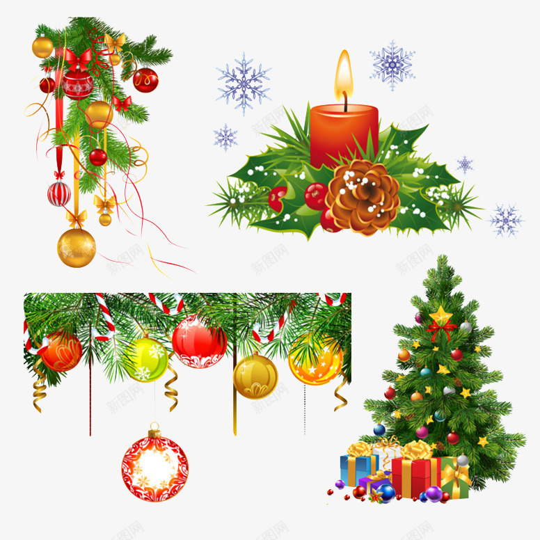 圣诞树球png免抠素材_新图网 https://ixintu.com 圣诞树 圣诞节 球 蜡烛