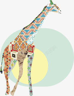 彩绘拼接长颈鹿素材