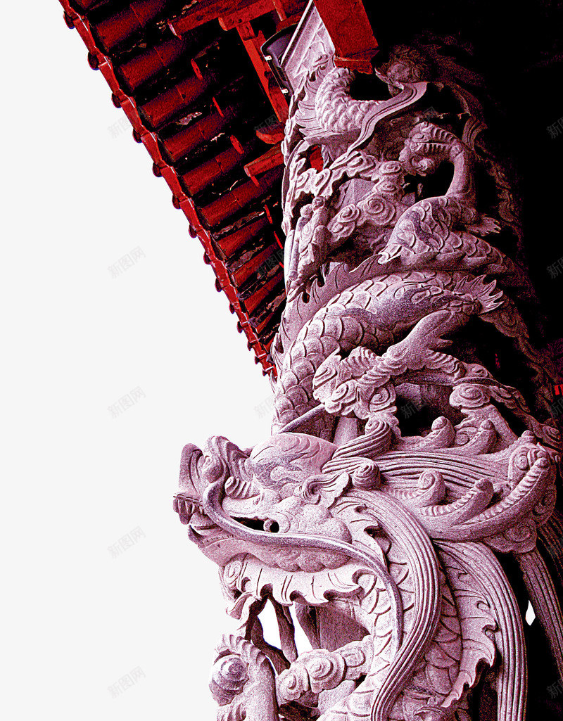 回廊狮子雕像png免抠素材_新图网 https://ixintu.com 古建筑 回廊 狮子 雕像