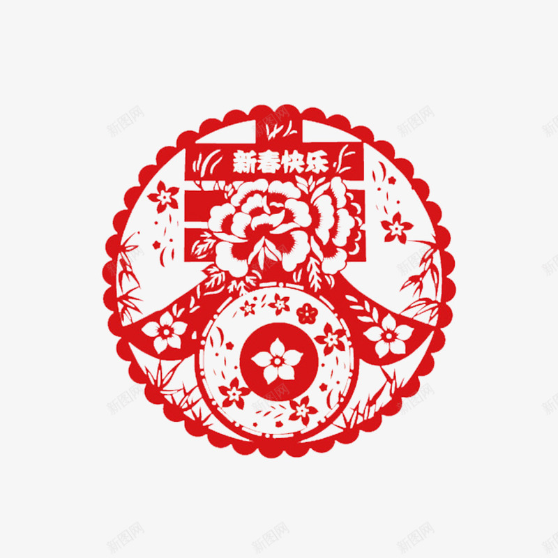 中国风红色的喜庆春节png免抠素材_新图网 https://ixintu.com 个性艺术字 共度 共度佳节艺术字 春节 欢乐愉快 欢度 风俗