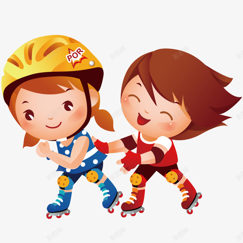 姐妹俩一起溜冰png免抠素材_新图网 https://ixintu.com 卡通 姐妹 溜冰 矢量人物