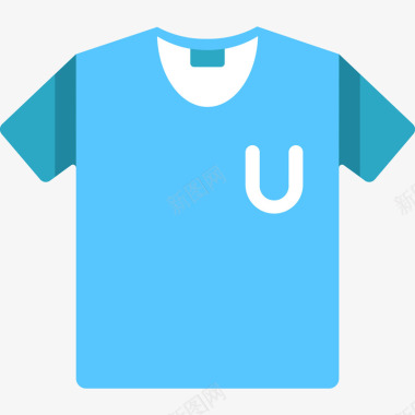 蓝色短袖衬衣蓝色扁平化短袖元素矢量图图标图标