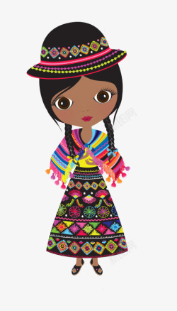 秘鲁手绘秘鲁小姑娘高清图片