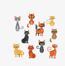 彩色猫咪图案矢量图素材