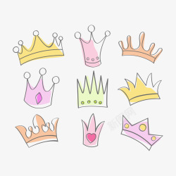 卡通手绘王子公主王冠素材