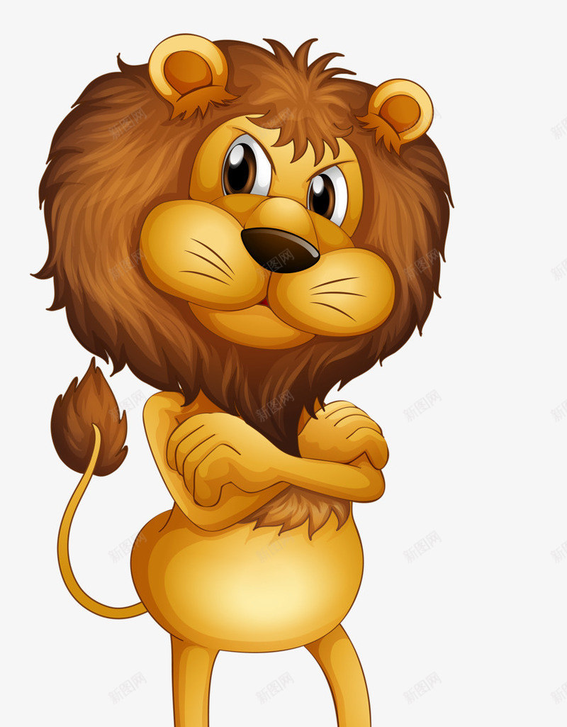 交叉手站立的狮子png免抠素材_新图网 https://ixintu.com 创意 动物 卡通 手绘 狮子
