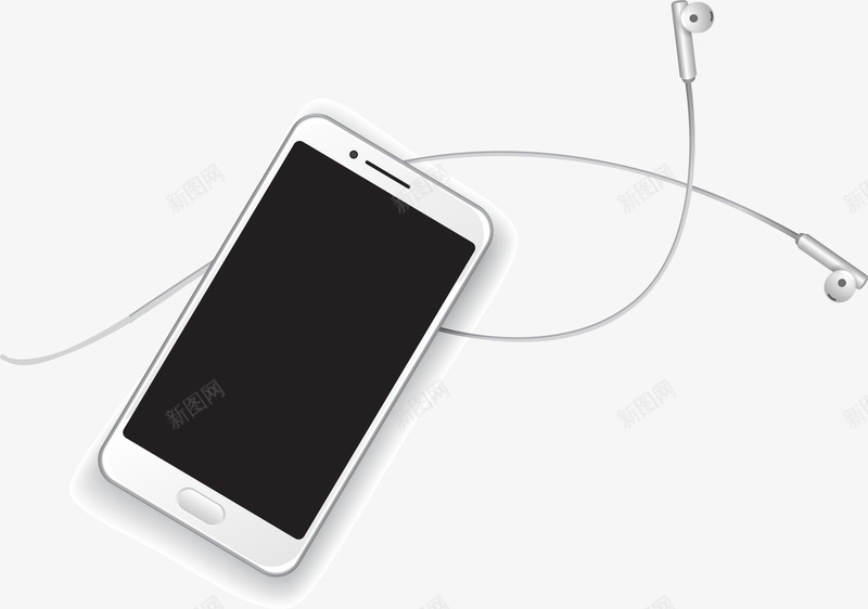简约白色手机png免抠素材_新图网 https://ixintu.com 温馨 灰色耳机 电子产品 白色手机 简约手机 黑色屏幕