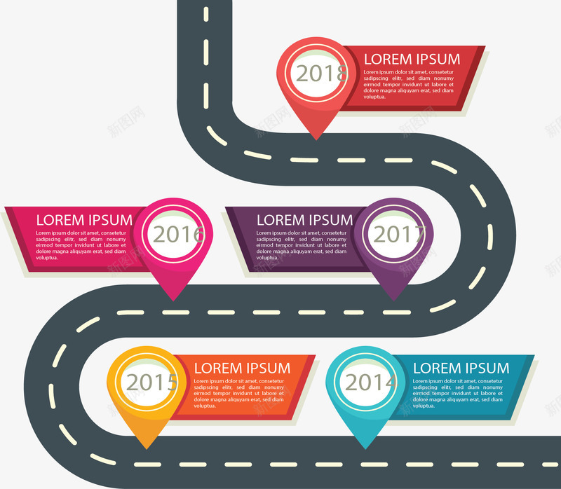 公路弯道时间轴图表矢量图ai免抠素材_新图网 https://ixintu.com 信息图表 公路图表 弯道 时间轴 时间轴图表 矢量png 矢量图