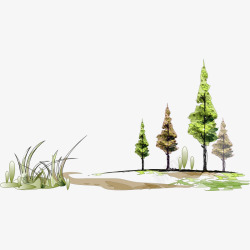 手绘松树背景素材